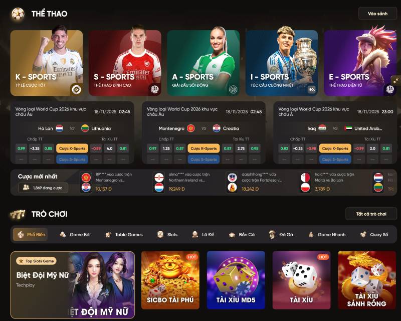 Hệ thống game đa dạng – Tất cả trong một tài khoản