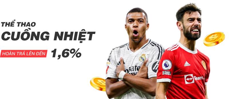 Hoàn trả thể thao hằng ngày lên đến 1.6% – Không giới hạn sản phẩm và hạn mức