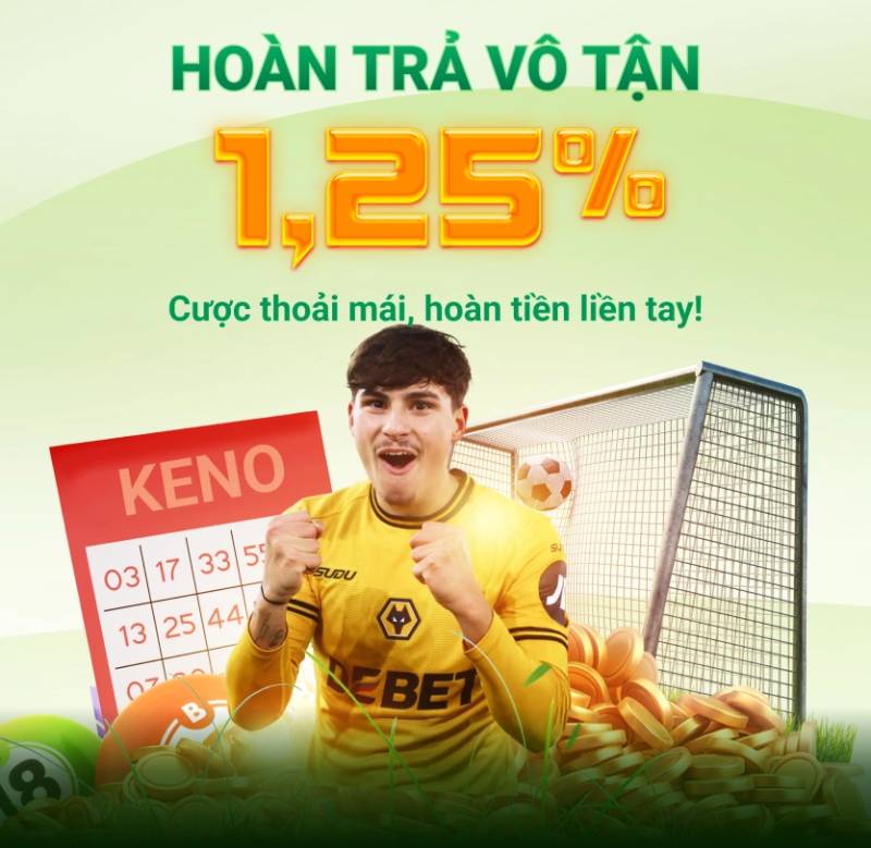 Hoàn trả vô tận 1.25% – Cược thoải mái, hoàn tiền đều đặn