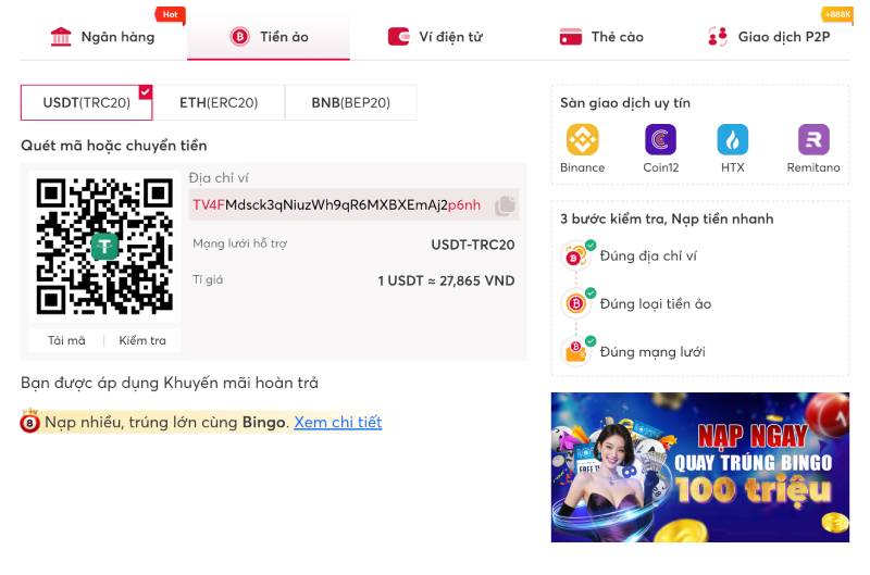 Nạp tiền Net88 bằng tiền ảo – nhanh nhất, không bị nghẽn